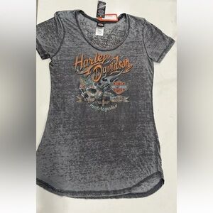 Harley-Davidson® Women's large Insanity Complex Scoop Neck Burnout Jersey Tee
